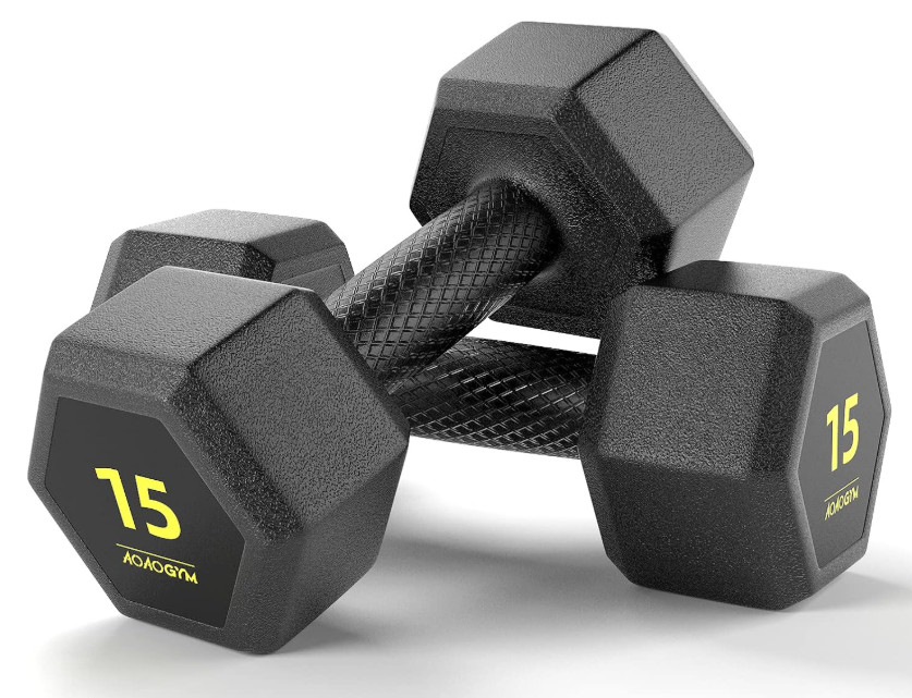 Juego de mancuernas hexagonales PVC antideslizantes para fuerza y fitness en cas