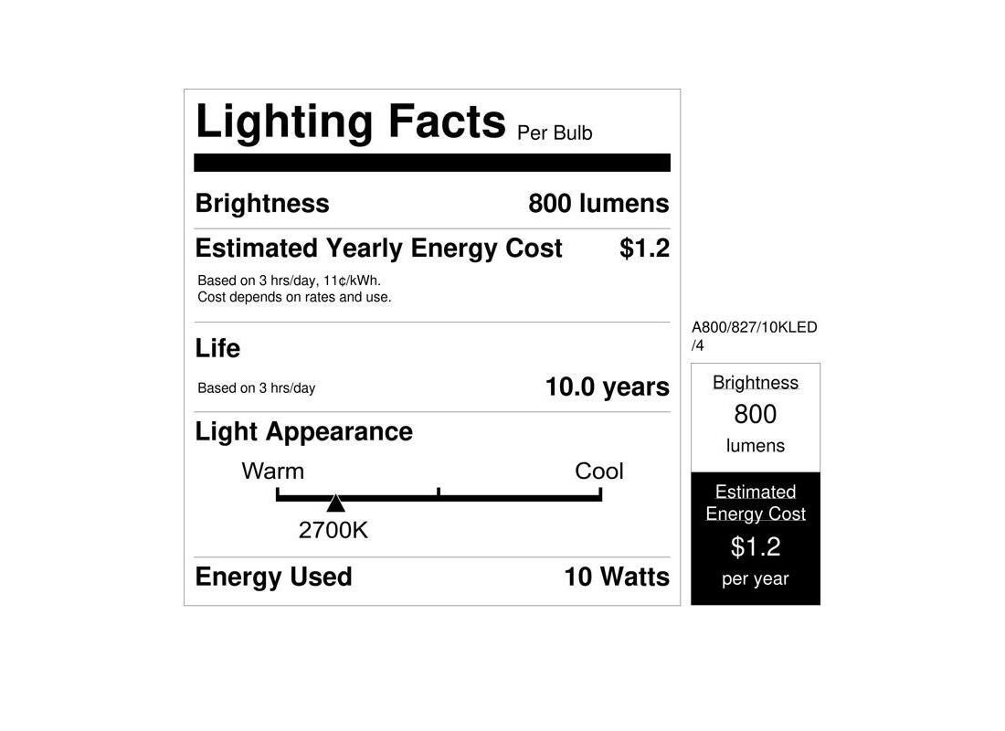 LED Lamp, General Purpose, A19 Lamp, 60 W Equivalent, E26 Lamp Base, Soft White
