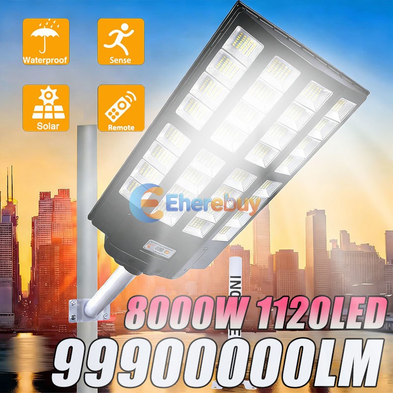 99900000LM Commercial Solar Lights Motion Sensor Bulbs Outdoor Parking Lot Lamp