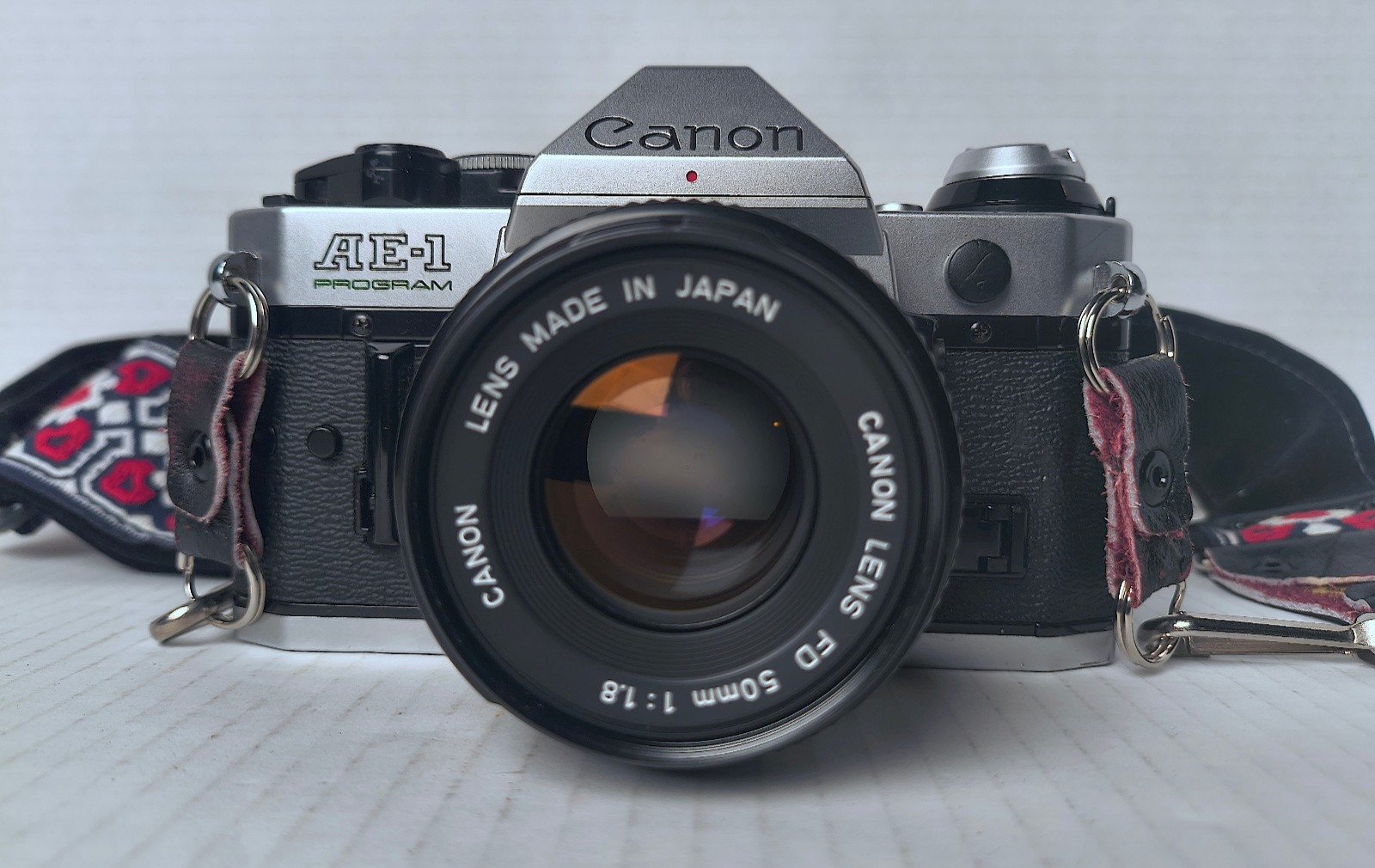 Canon AE-1 Program 35mm SLR Film Camera W/50mm 1:1.8 Lens, Case, + more, Tested