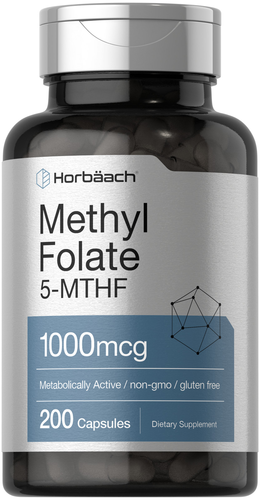 Methyl Folate 1000 mcg | 200 Capsules | 5-MTHF | Methylfolate | by Horbaach
