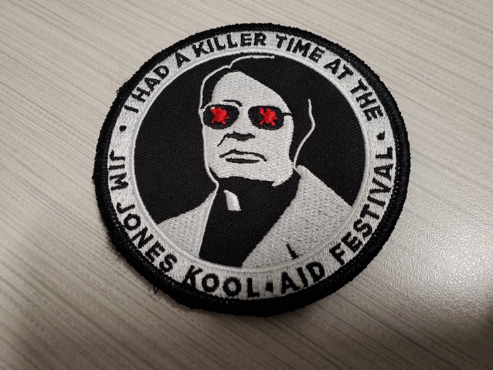 Hook & Loop type fastener Morale Patch - 3-1/2" -  "Jim Jones Kool-Aid Festival"