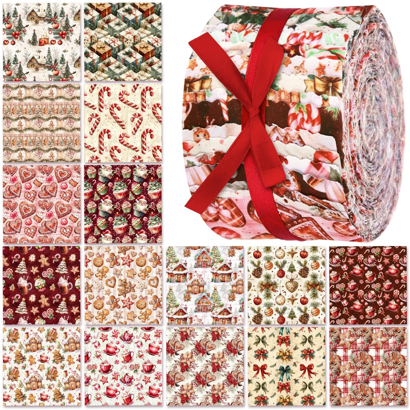Ganeen 100 Pcs Christmas Gingerbread Man Quilting Gingerbread, Red and Yellow