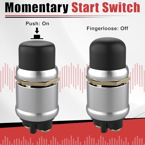 6 PCS Push Button Starter Switch 12V 50A, Waterproof Momentary Start black-6