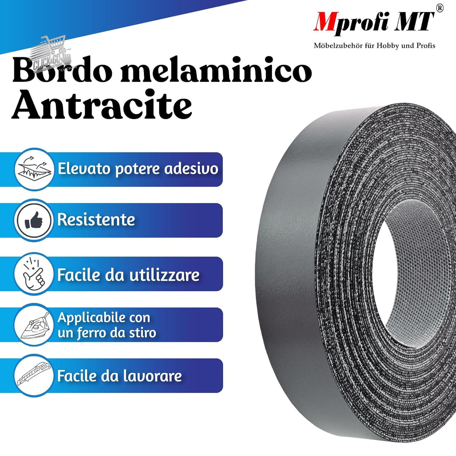 ® - Anthracite Effect Edge | 60mm X 5M | Easy to Apply | Kitchen Edge in