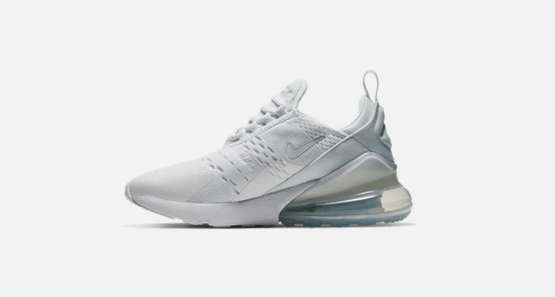 Nike Air Max 270 All White Metallic Silver 943345-103 GS Size 4Y-7Y BRAND NEW