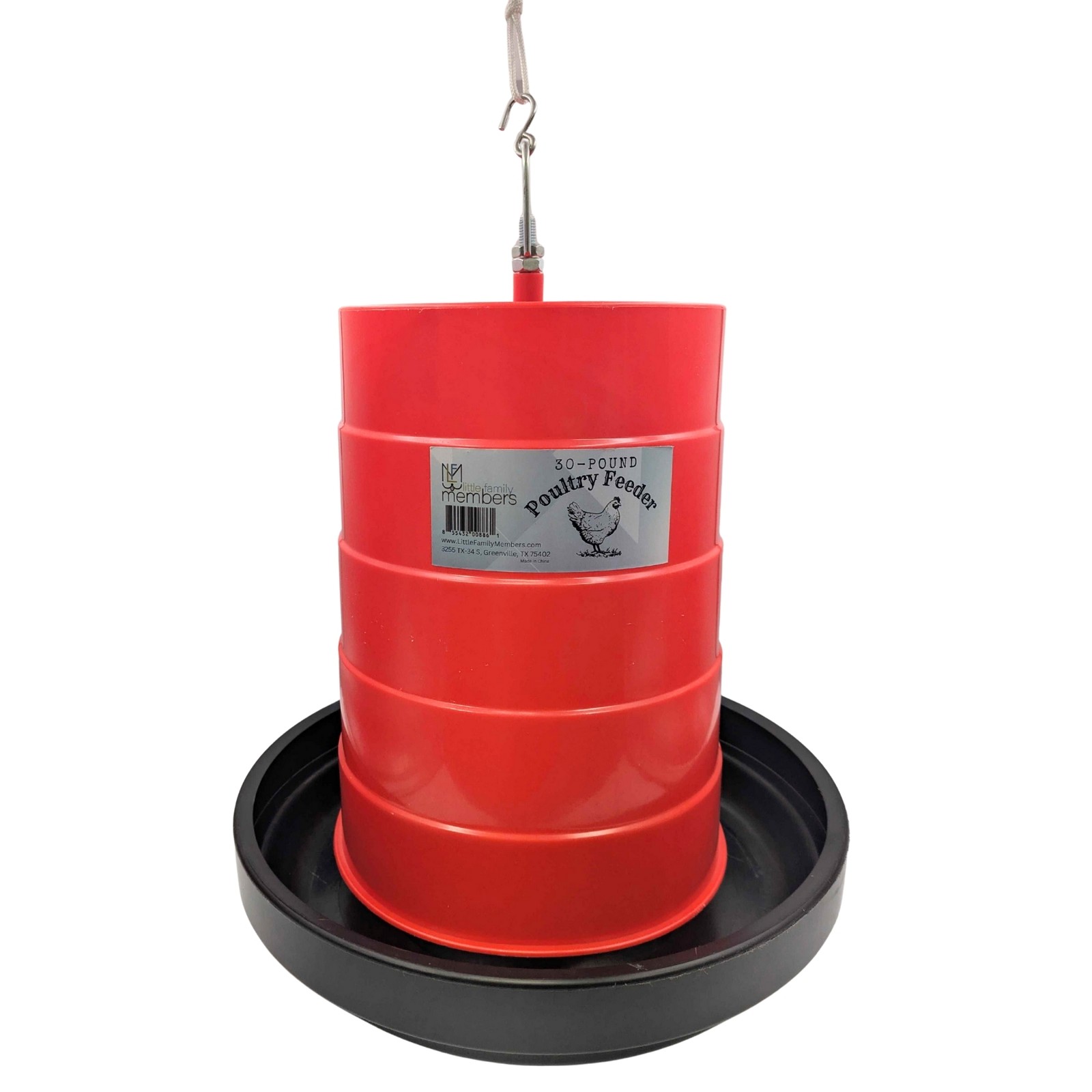 Little Family Members 30-LB Poultry Feeder Adjustable Flow and Feed-Saving Lip