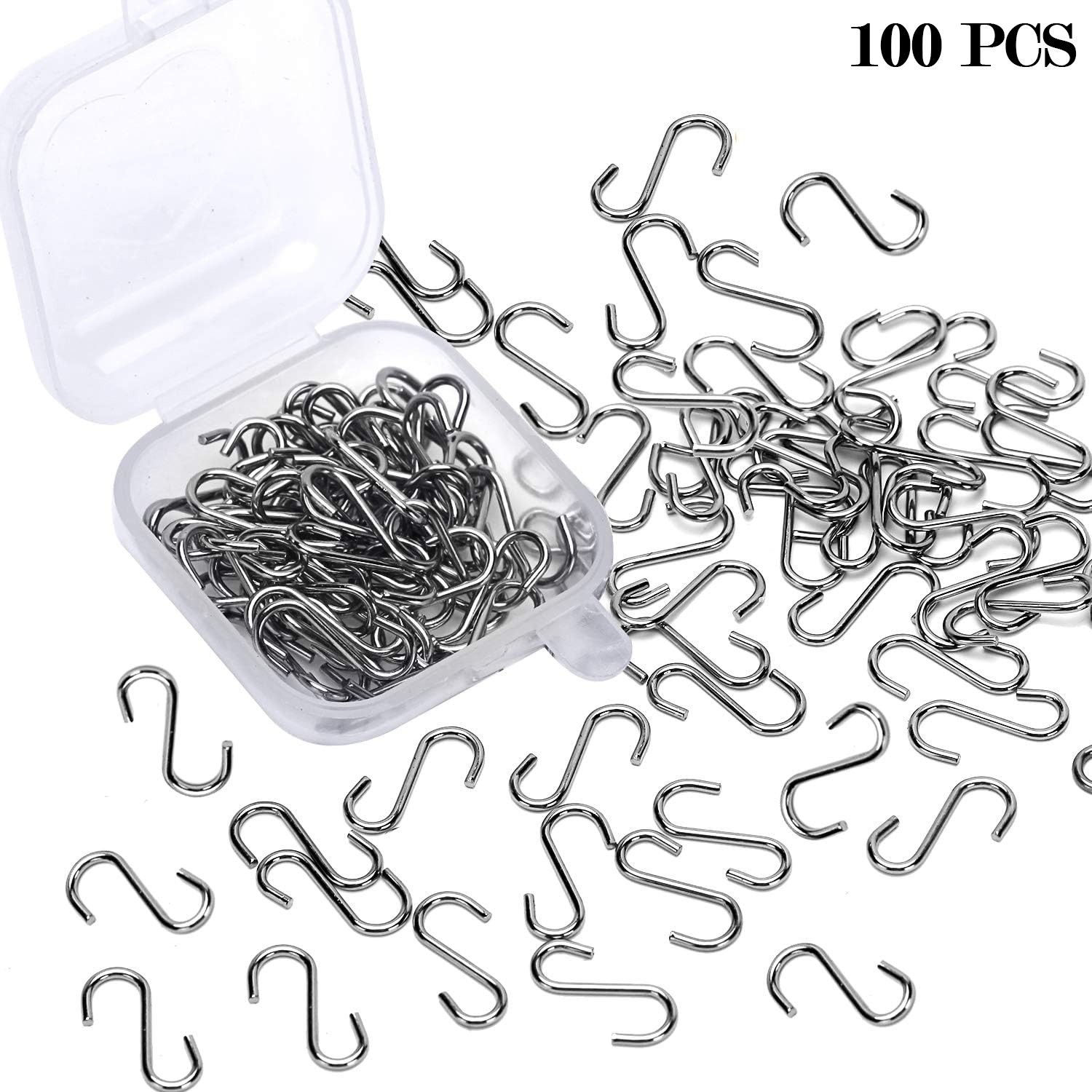 100 Pcs Small S Shaped Hooks - 1/2 Inch Mini S Hooks for Crafts, DIY Projects