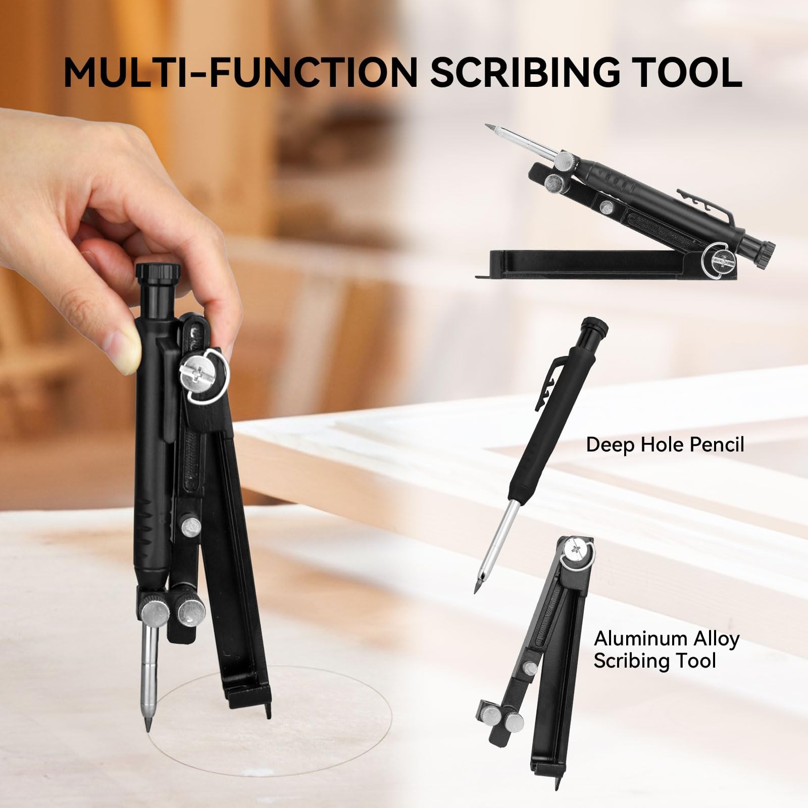 MultiFunction Aluminum Alloy Scribing Tool Deep Hole Pencil Line Maker