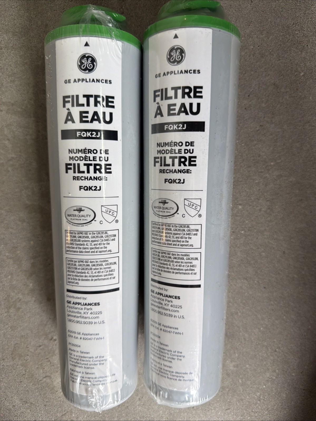 2 - GE FQK2J Dual Flow Replacement Water Filters (Sealed)