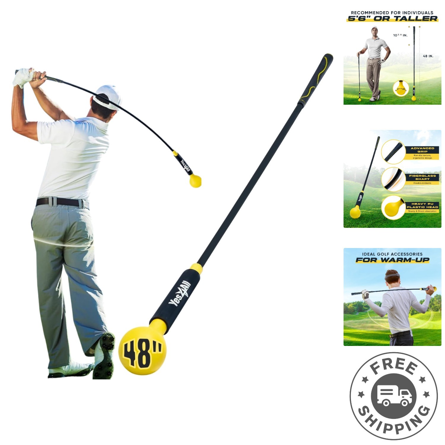 Dynamic Weighted Golf Trainer with Anti-Slip Grip - 6 LB to 30 LB Options