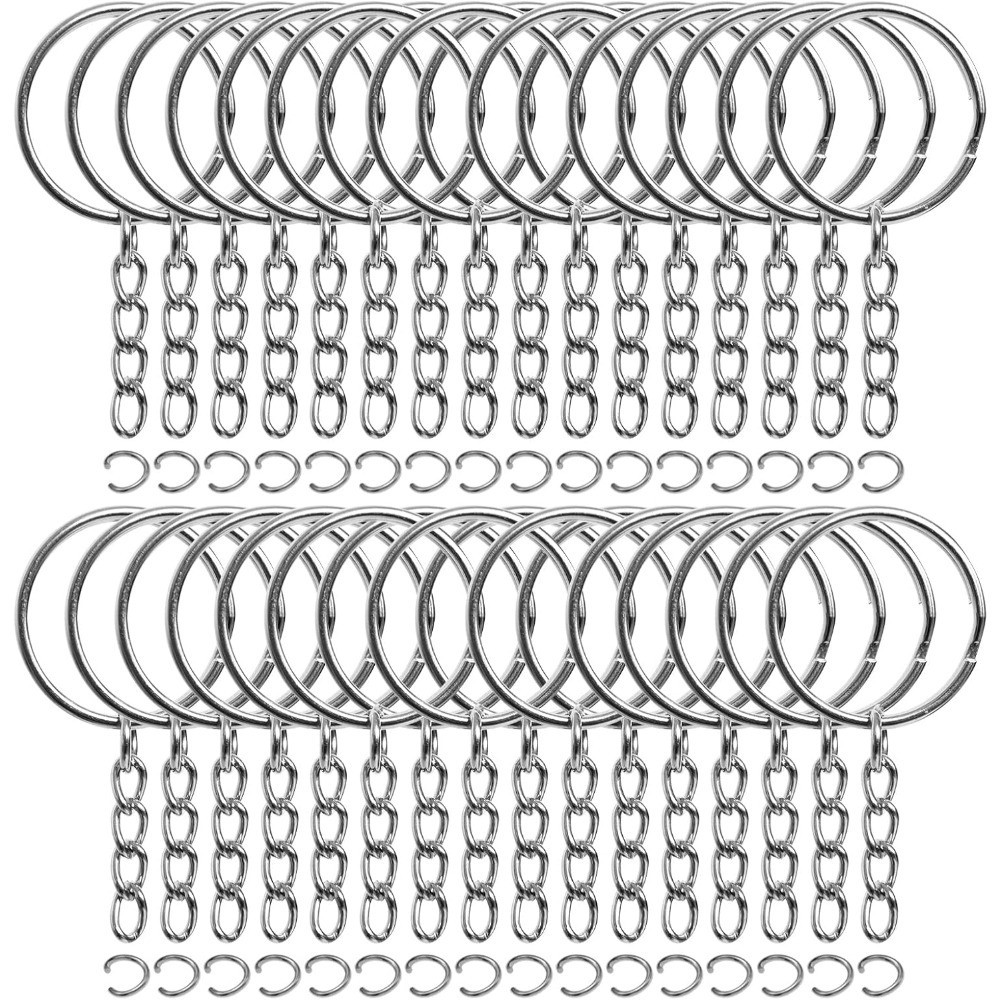 50PCS Bulk Keychains with 1 Inch Key Rings and Chains Lot