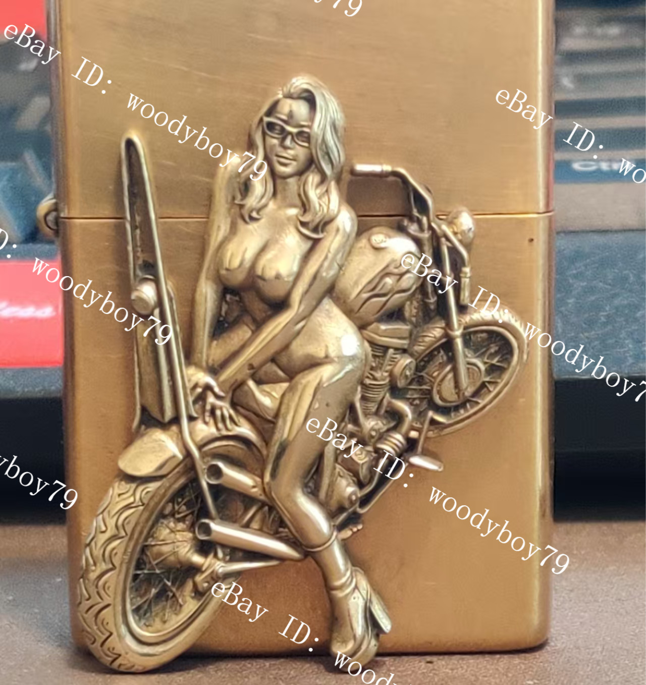 1 piece Lighter accessories Brass Sexy motorcycle girl Badge DIY sticker