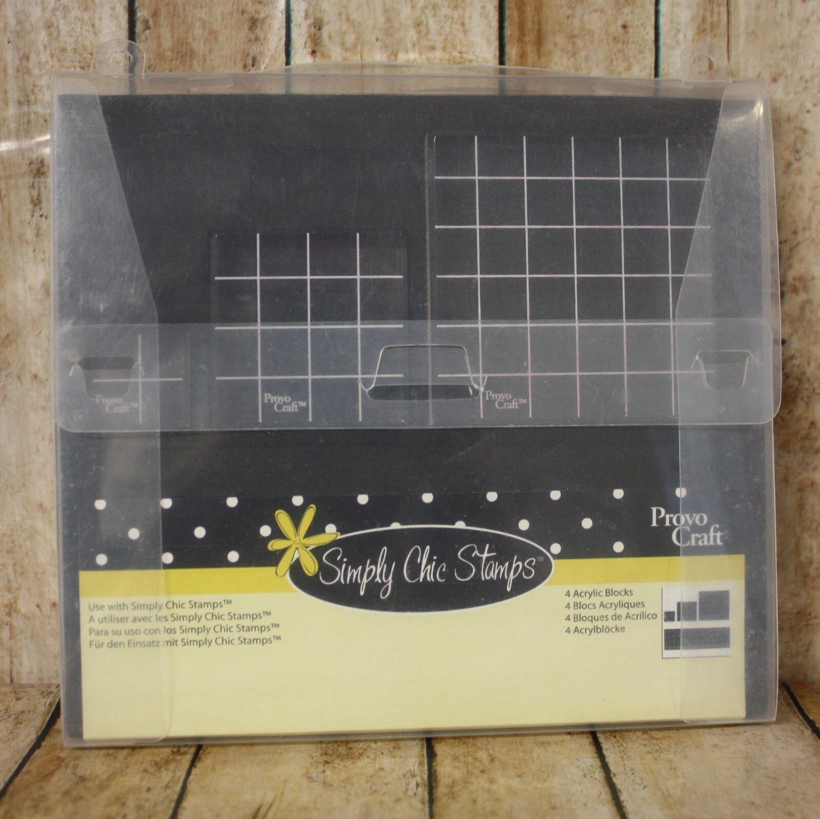Provo Craft for Simply Chic Stamps 4 Acrylic Block Set 1 Clear Lined 24-8343