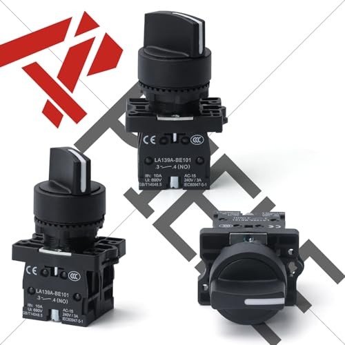 2PCS 22MM 3 Position Selector Switch Momentary 1NO1NO 3 Position Momentary