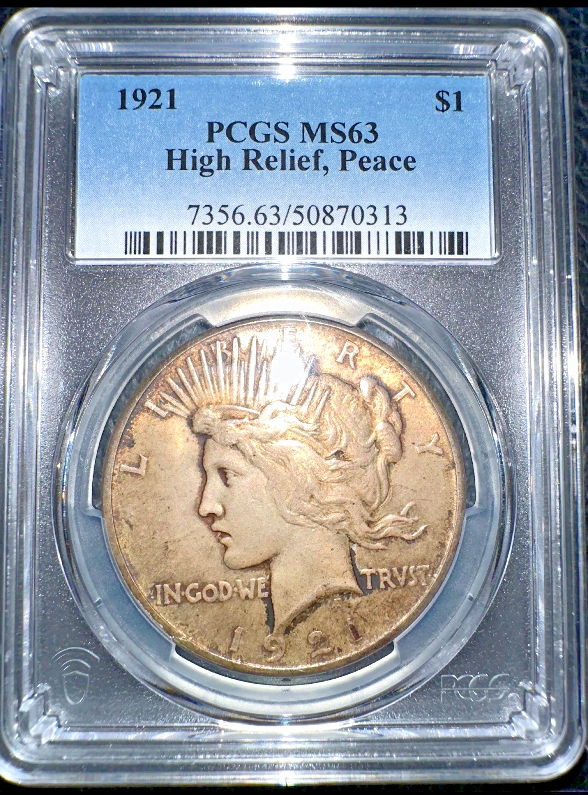 1921 $1 Peace Dollar - High Relief - MS63 - PCGS
