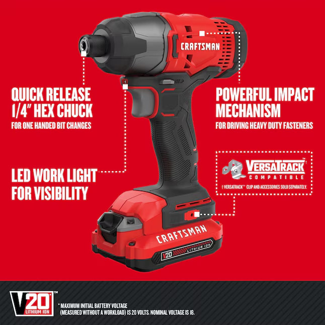 CRAFTSMAN 20V MAX 8-Tool Power Tool Combo Kit with Soft Case (Battery + Charger)
