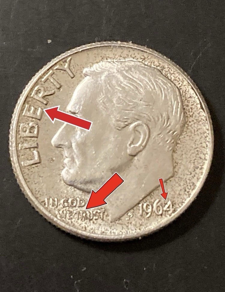 🔥1964 no mint mark error dime 90% silver torch holder full bands ddo and ddr