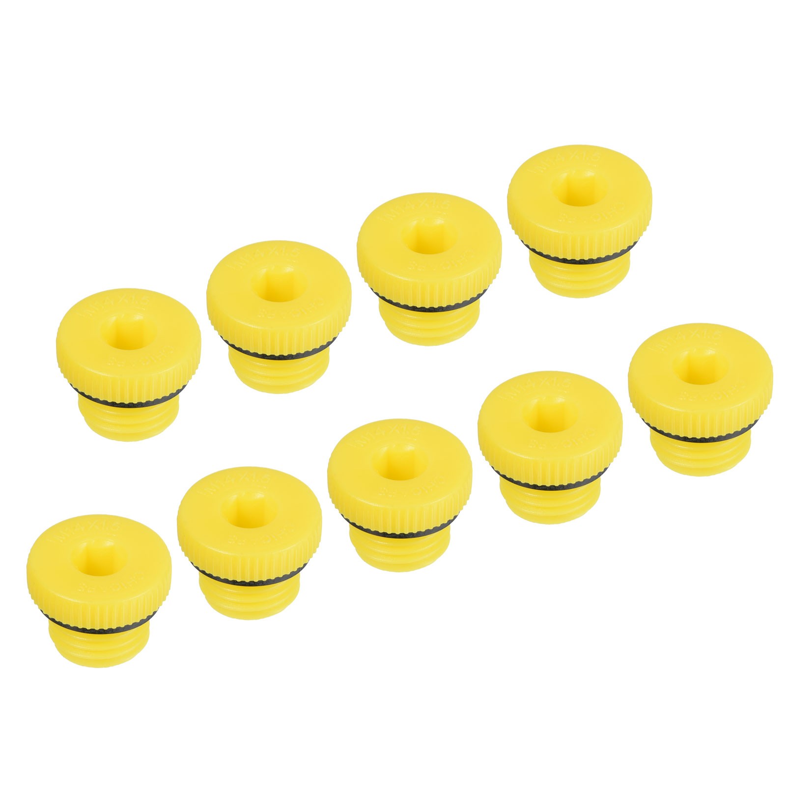 9pcs M14x1.5 Hold Plugs Plastic Male Thread Hex Socket Sealing End Cap, Yellow