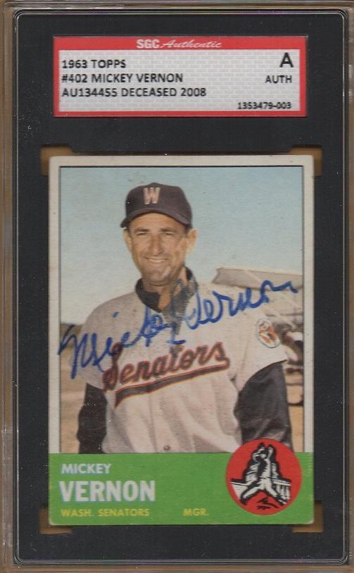 d2008 1963 WASHINGTON SENATORS signed MICKEY VERNON #402
