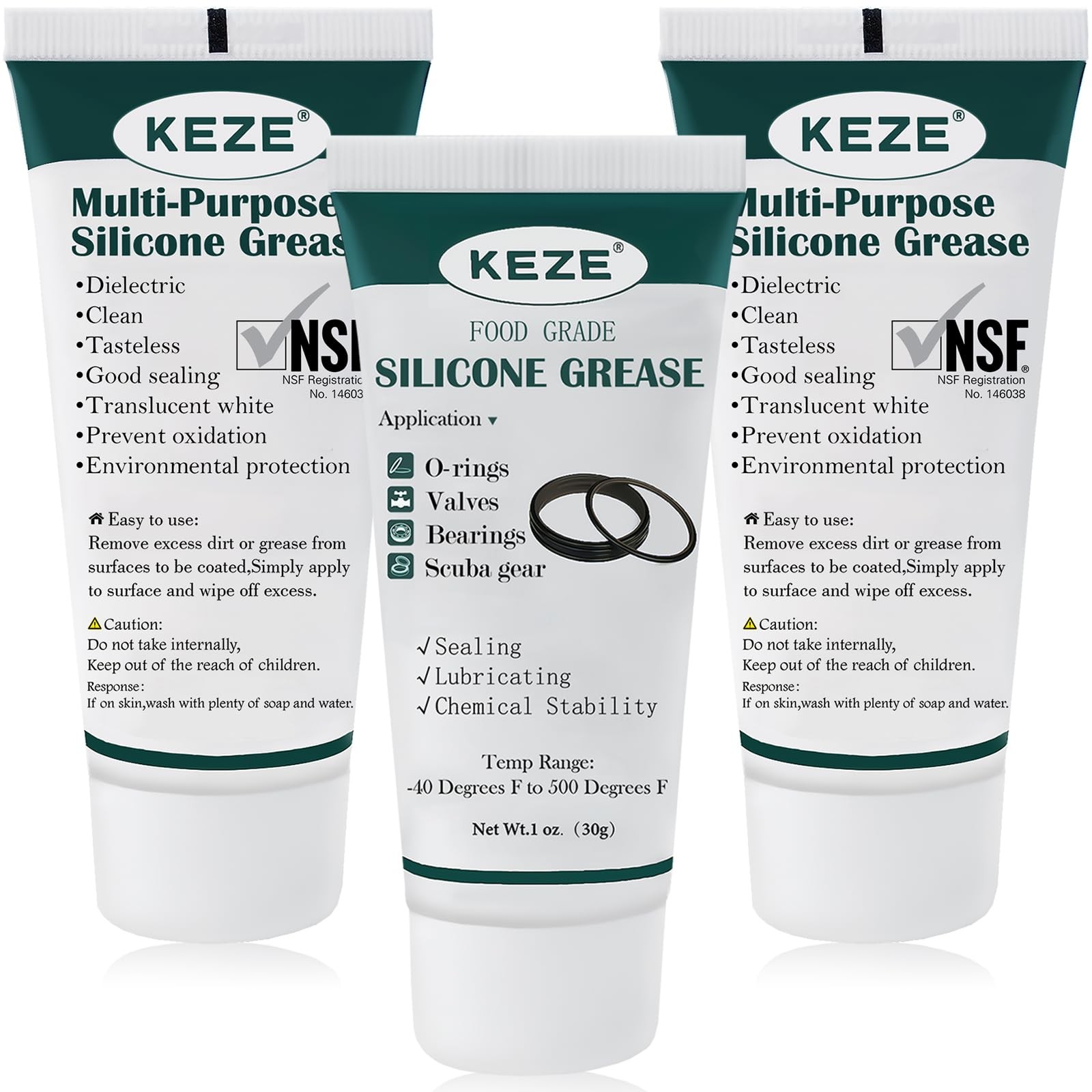 KEZE Silicone Grease Waterproof Food Grade 3 Pack (1oz),