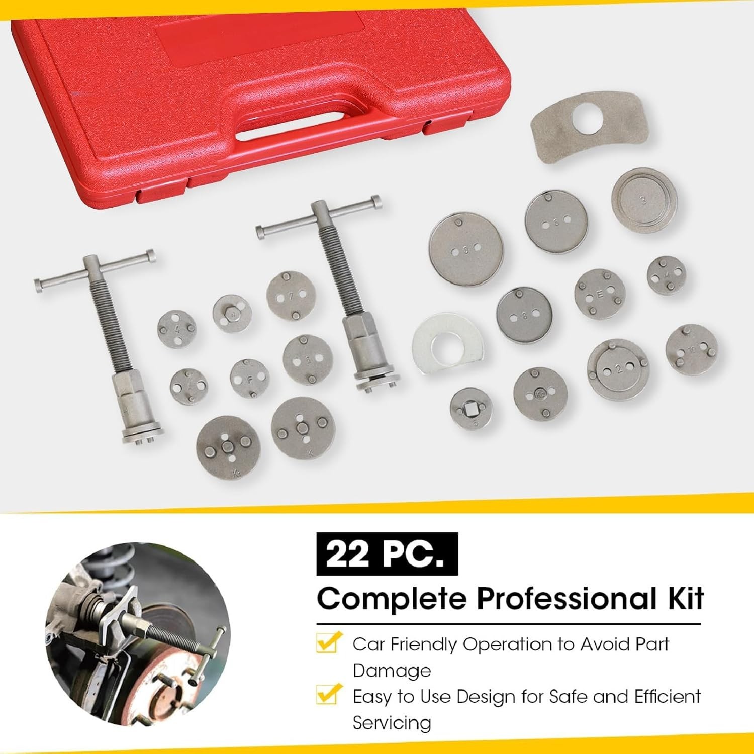 22 PCS Brake Caliper Press Tool Kit, Disc Brake Piston Caliper Compressor Too...
