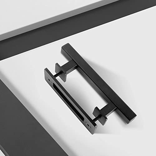 Pack 10" Sliding Barn Door Pull Handle with Flush Hardware, Double Sided, 2