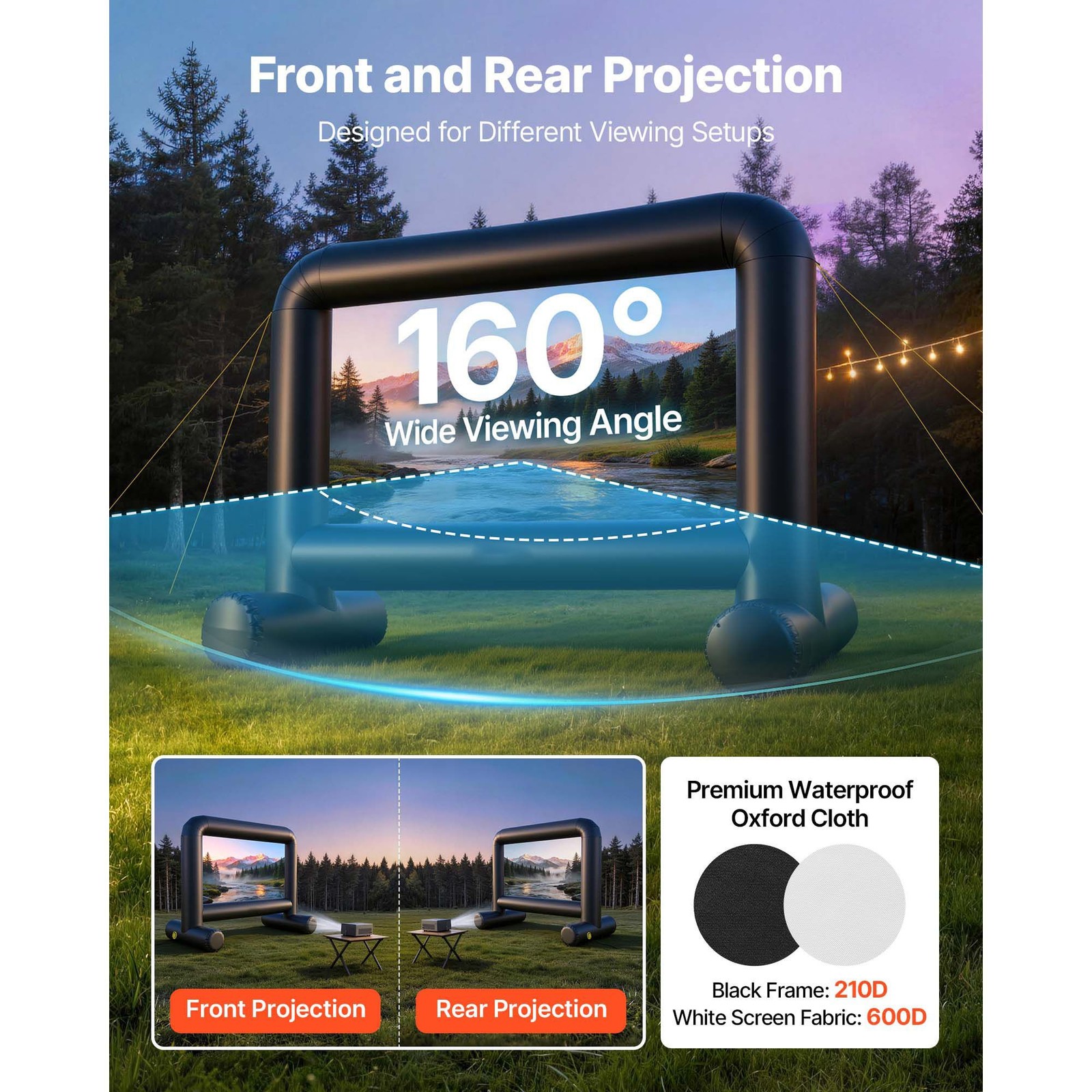 14ft Portable Inflatable Outdoor Screen Front/Rear