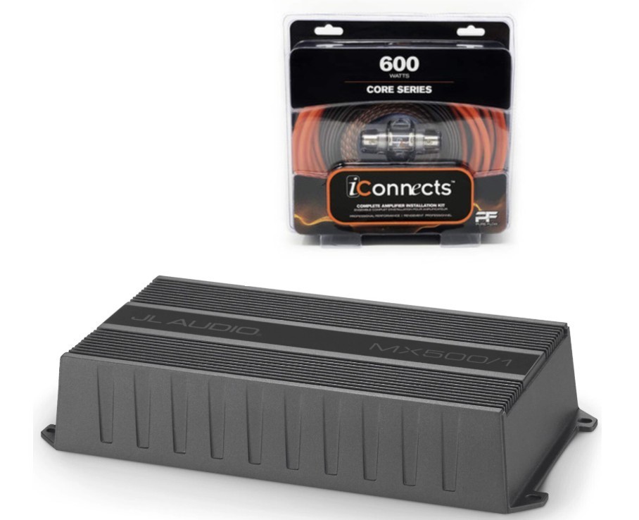 JL Audio MX500/1 Monoblock Class D Car Audio Amplifier Sub Amp & Amp Install Kit