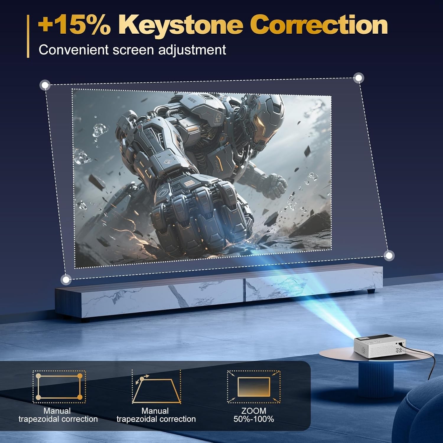 Smart support for 4K projectors,Comes with a mini stand ,Mini Projector with ...