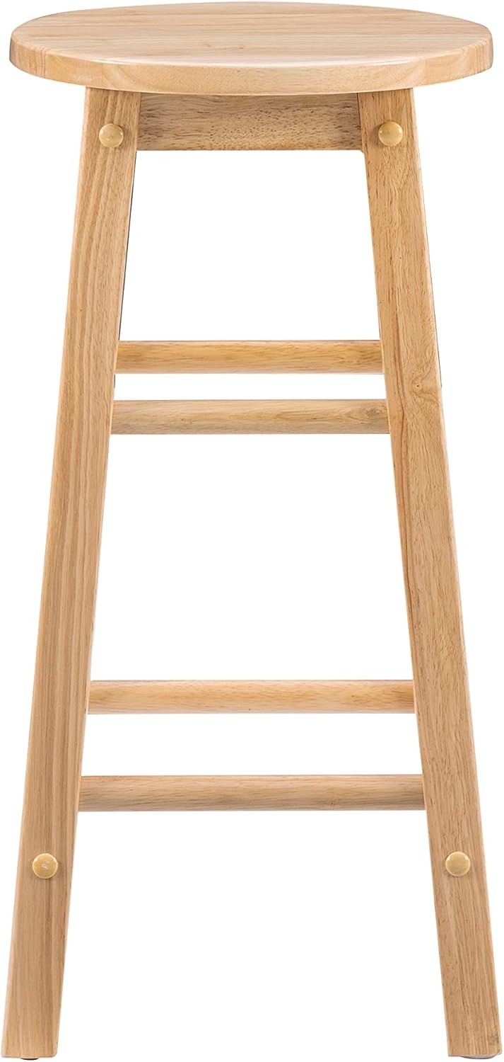 Natural Barstool W/ Round Seat 24-Inch