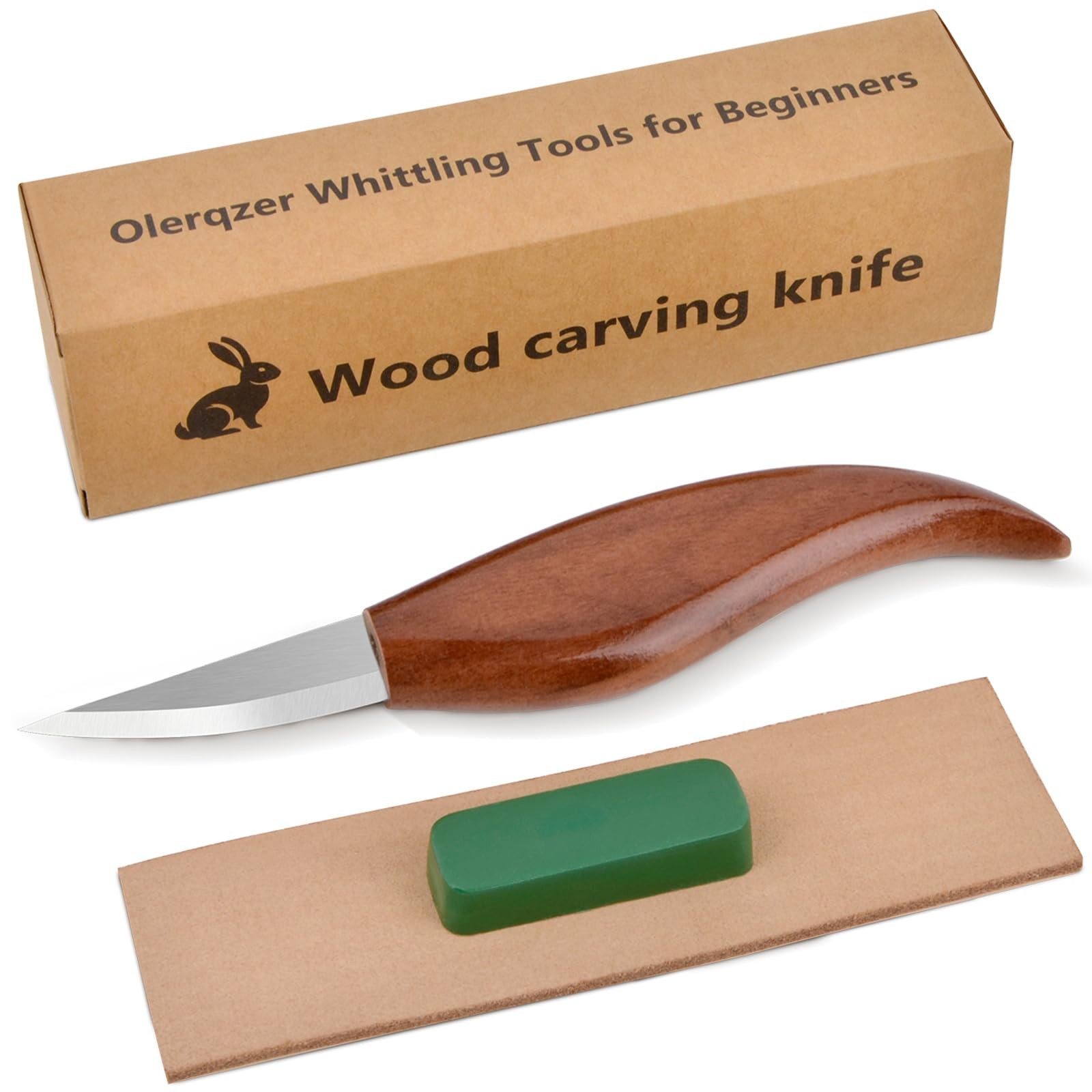Wood Carving Knife With Leather Strop And Polishing Compound Wood Whittling Tool