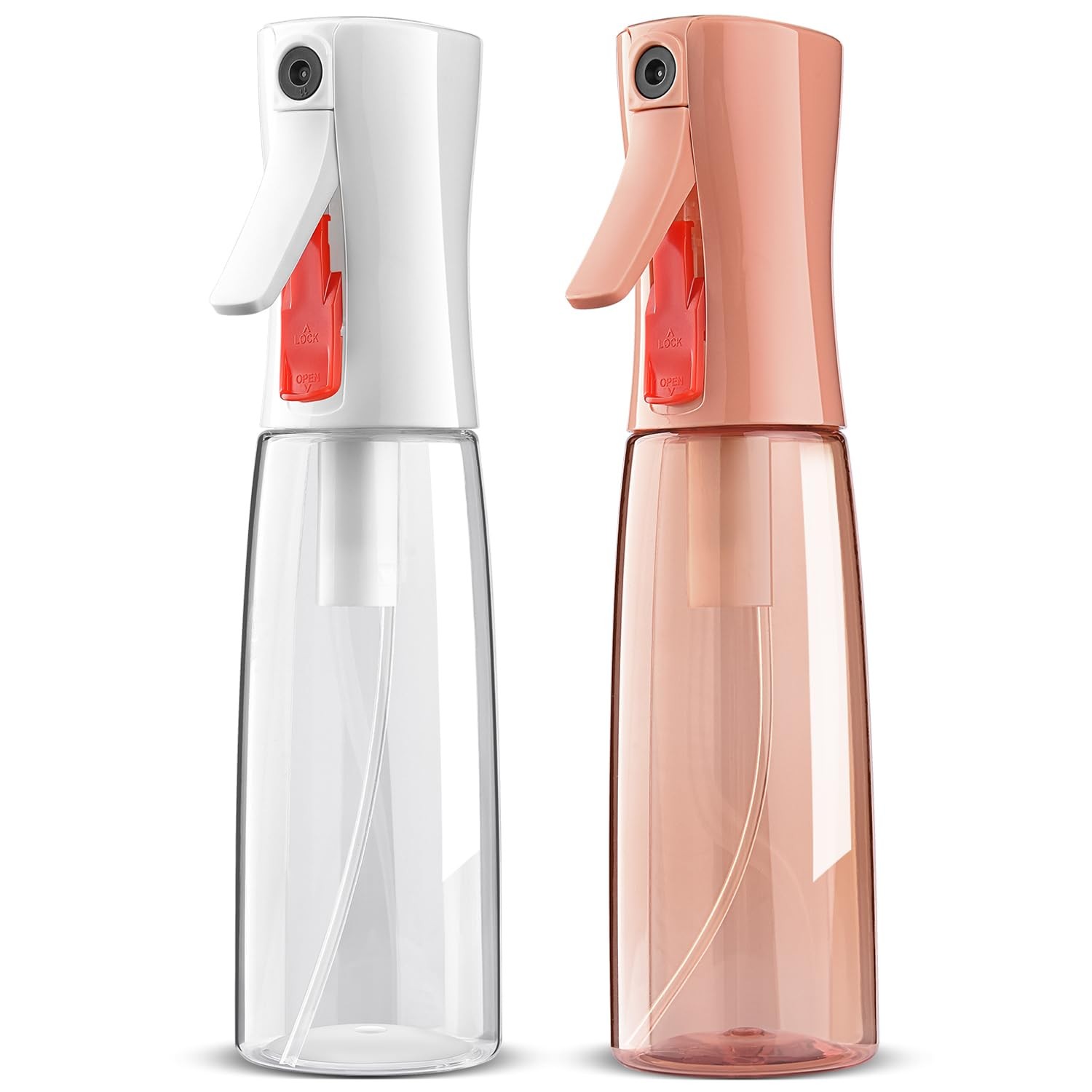 Bepkac Continuous Spray Bottle for Hair – Fine Mist 6.1 Ounces, White & Peach