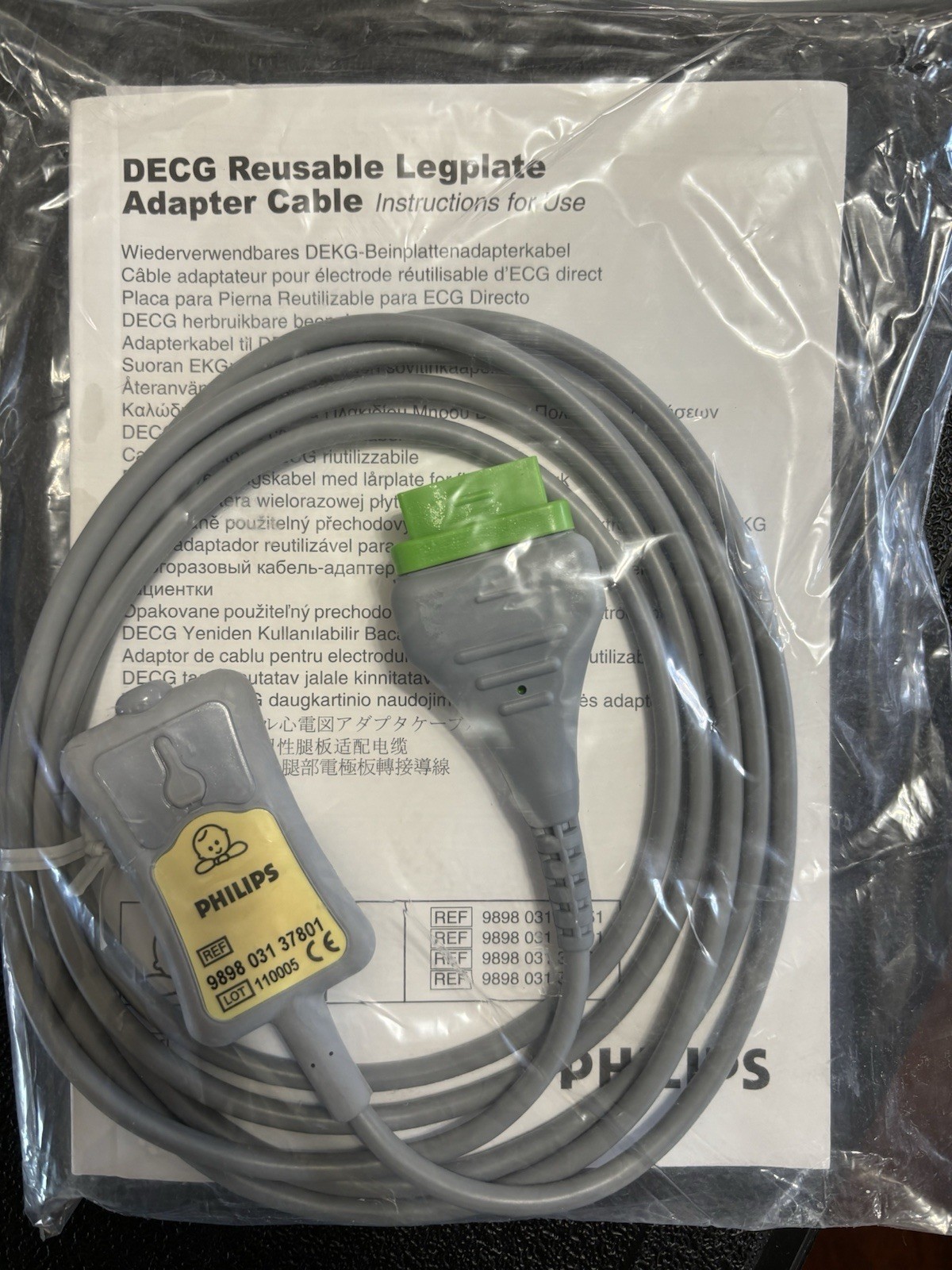 Lot 20- Philips DECG Reusable Legplate Adapter Cable 989803137801 9898 031 37801