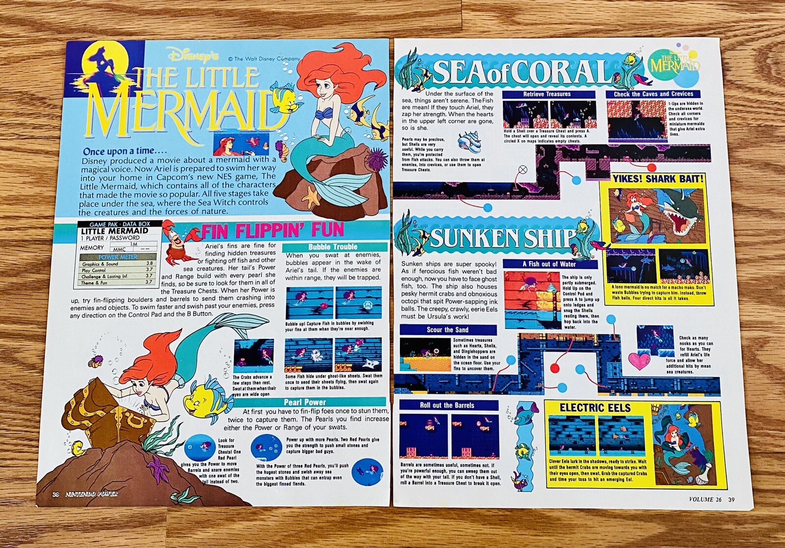 The Little Mermaid SNES Nintendo Power Magazine Print Photo 1994🌟Review