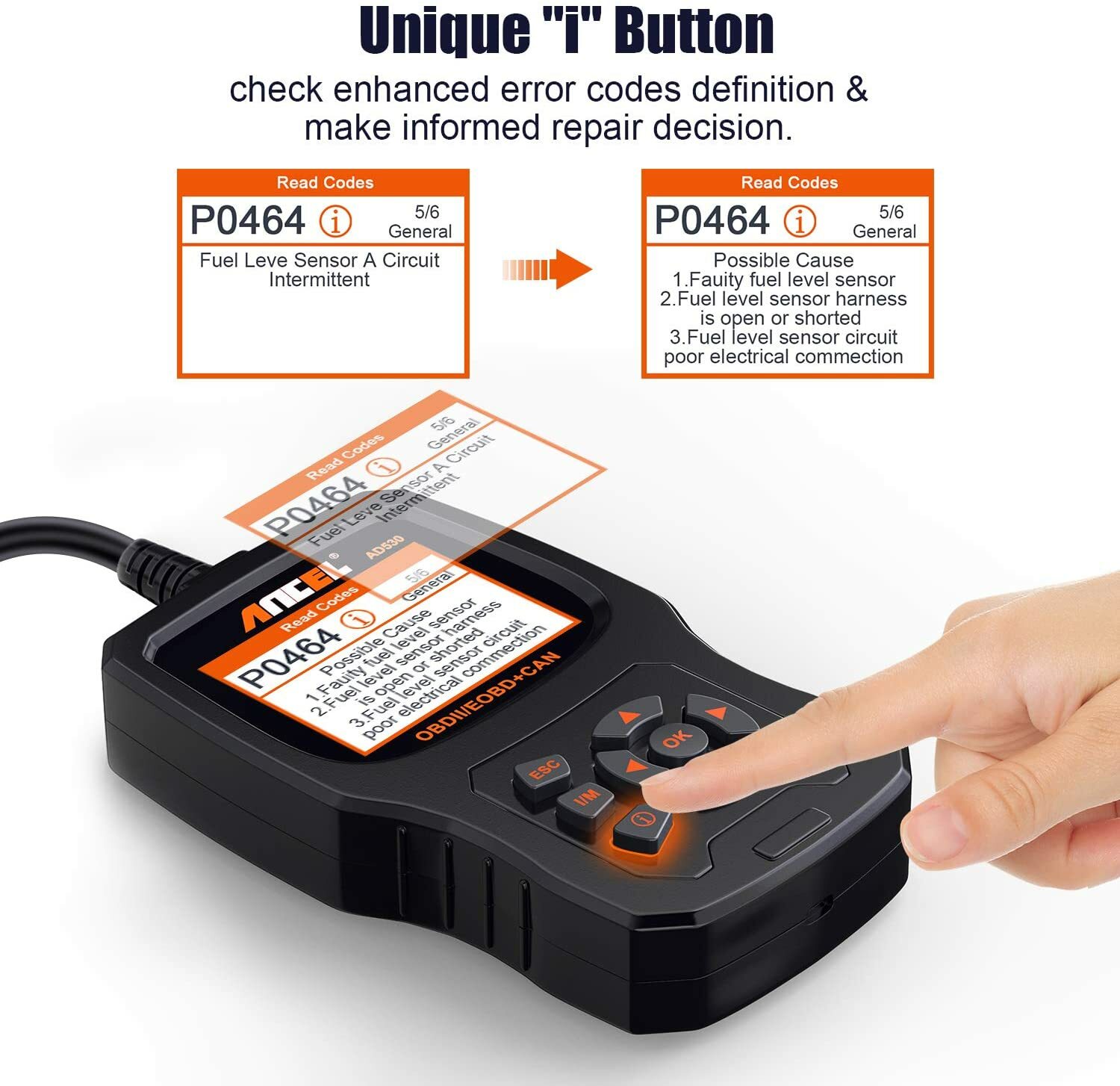ANCEL AD530 OBD2 Scanner Car Battery Test Code Reader Diagnostic Scan Tool