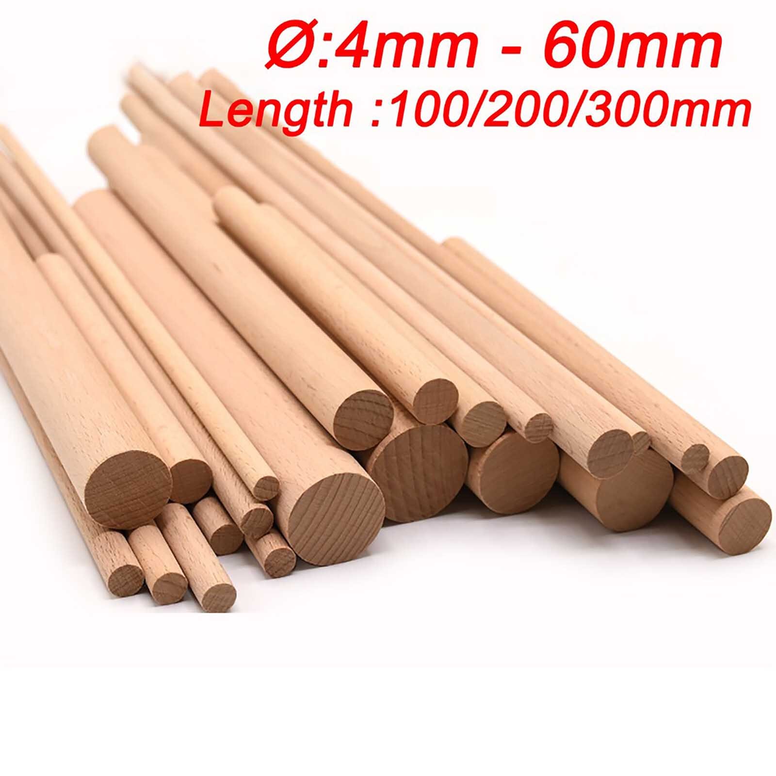 Solid Beech Wooden Dowels Φ3 - 60mm/Length 100mm 200mm 300mm DIY Craft Models