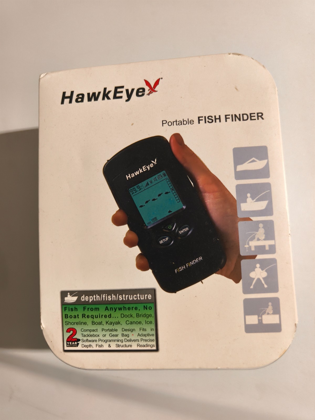 HawkEye F33P Black USB 2.3" Glare-Free Backlight Display Portable Fish Finder