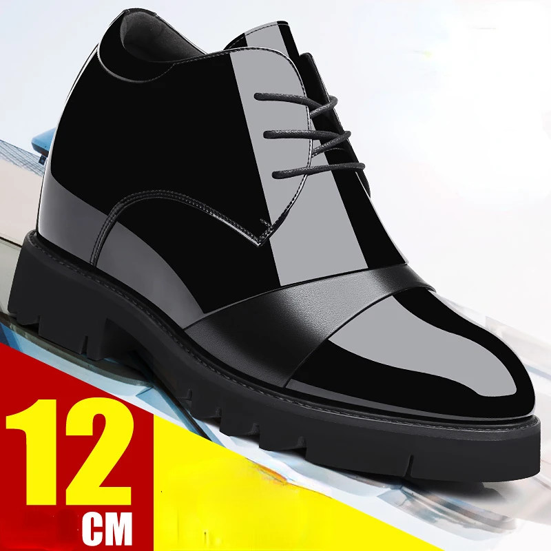 Internal Increase Men Shoes 12cm Elevator Business Formal Leather Shoes