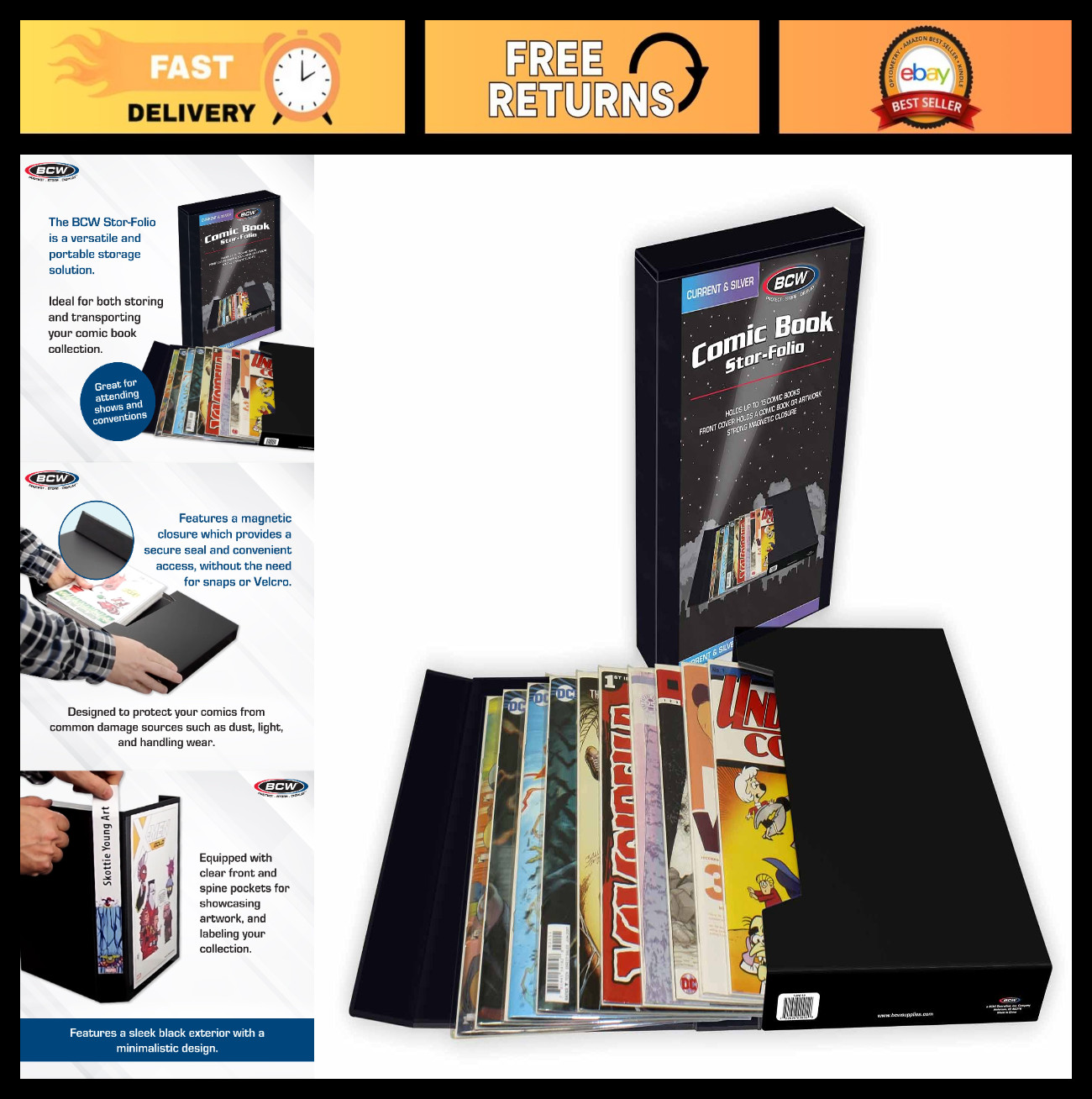 Comic Book Storage Folio Case - 3 Pack, Travel Carrier for Current & Silver Age
