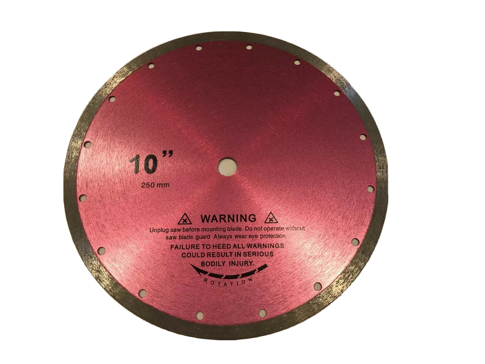 10 inch Continuous Rim Diamond Saw Blade for Cutting Tiles and Stones