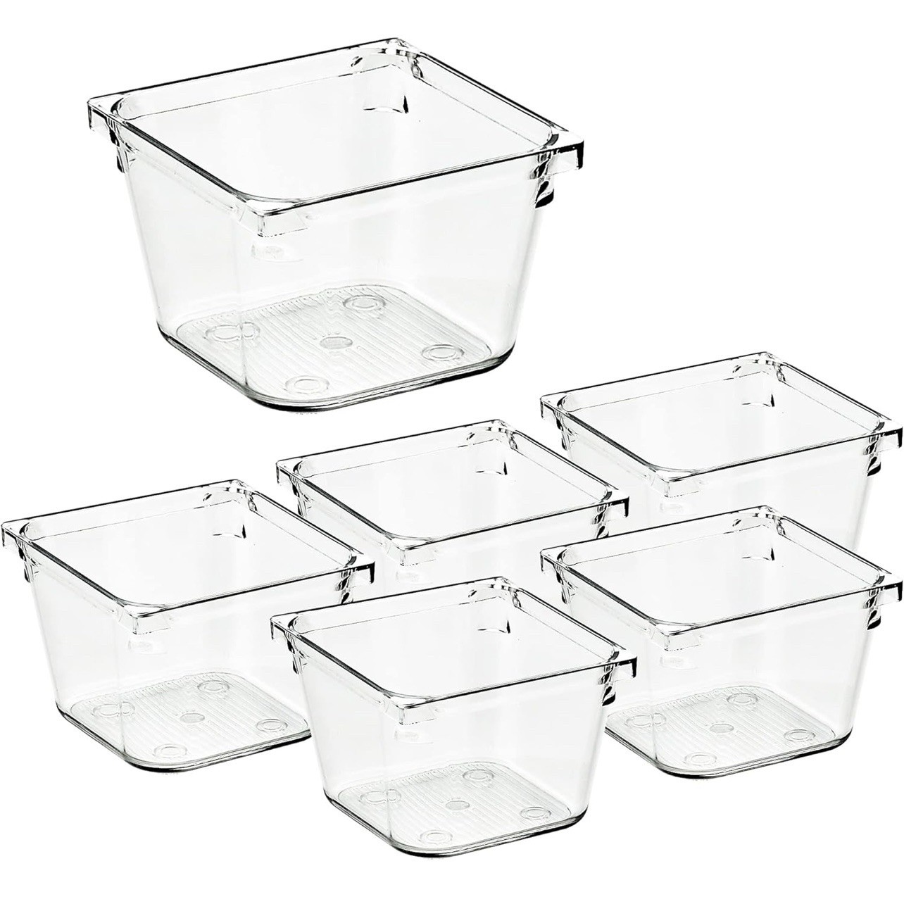 WOWBOX 6 Pack Clear Drawer Organizer Set, Acrylic Drawer Storage Trays, Storage