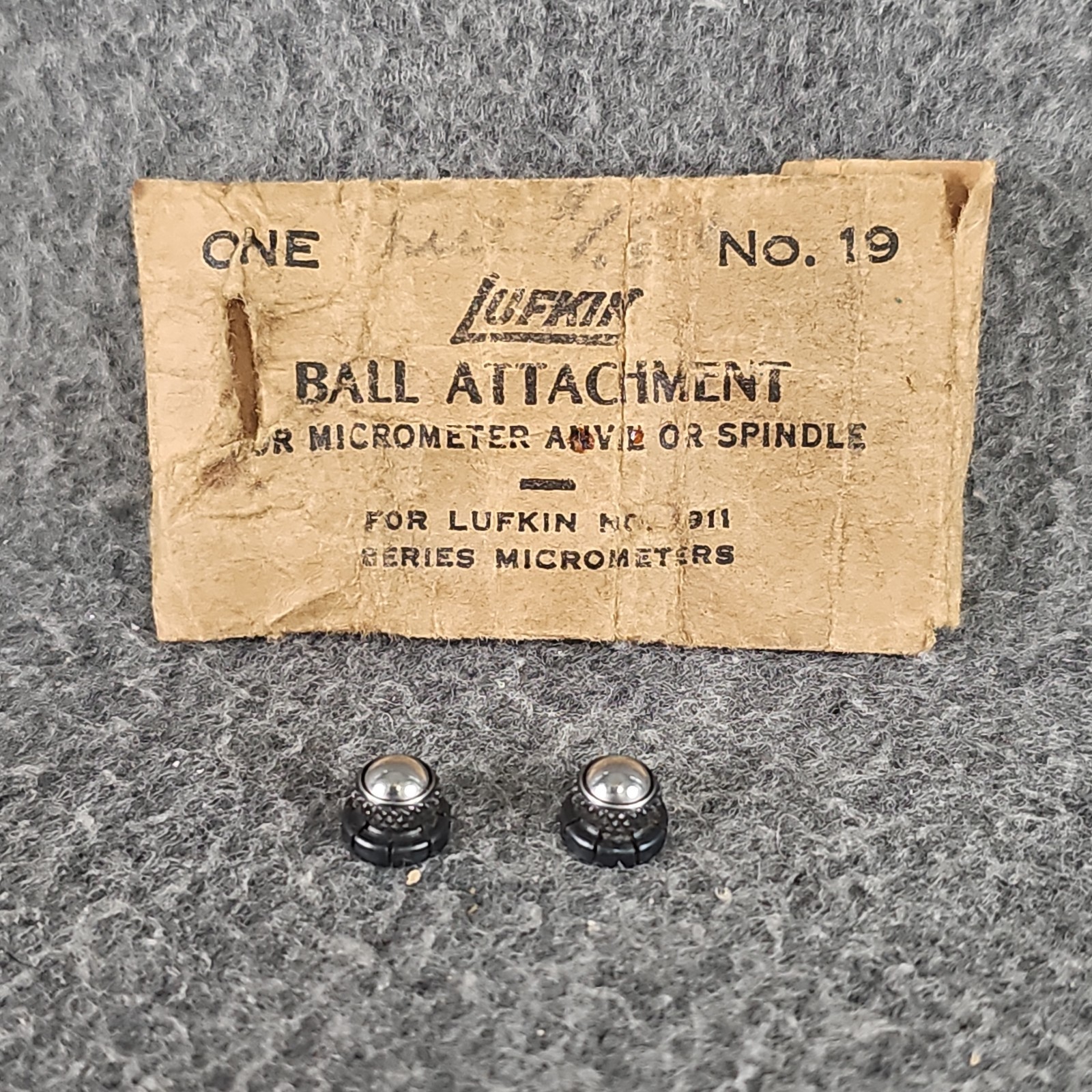 2x Vintage Lufkin No.19 Micrometer Anvil Spindle Ball Attachment Machinist USA