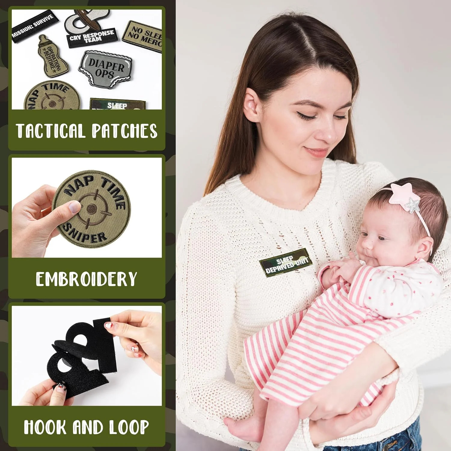 7Pcs Funny Daddy Mommy Tactical Patches with Hook and Loop Cute Pacifier Bottle
