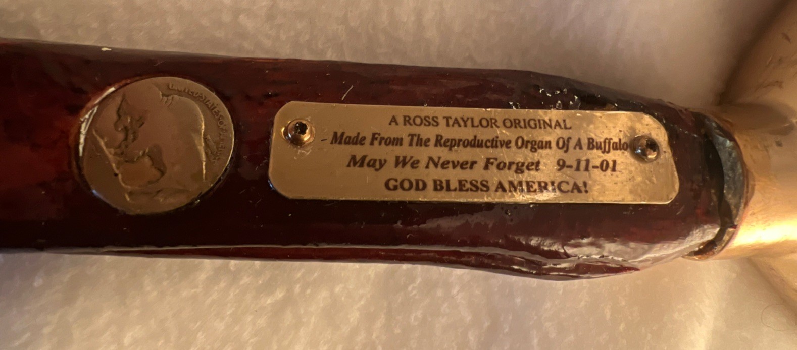 Ross Taylor Buffalo Organ Walking Stick Brass Bird Handle 9/11 Commemorative