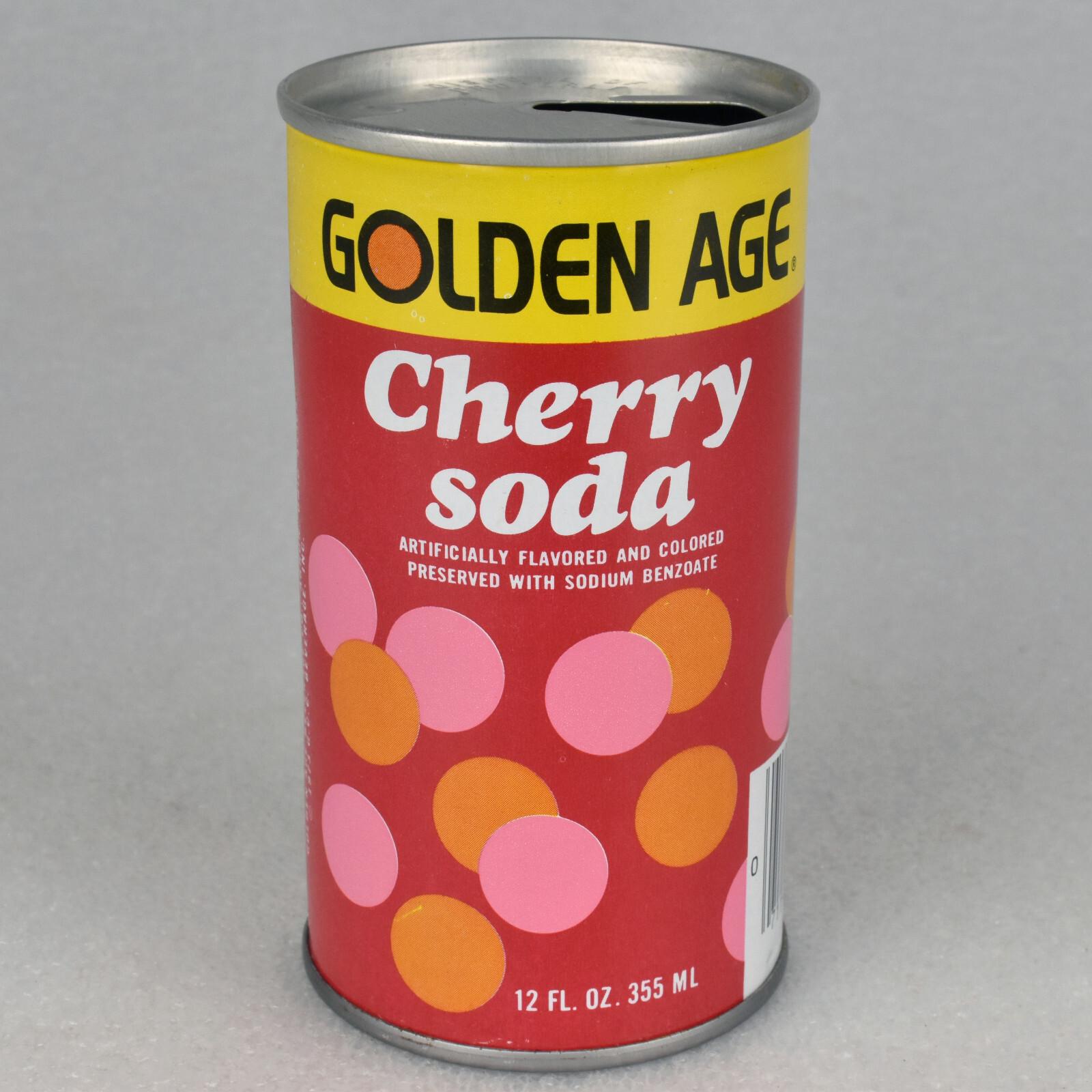 VTG 1970s Golden Age Cherry Soda Pop Can 12oz 355ml Steel Akron Ohio