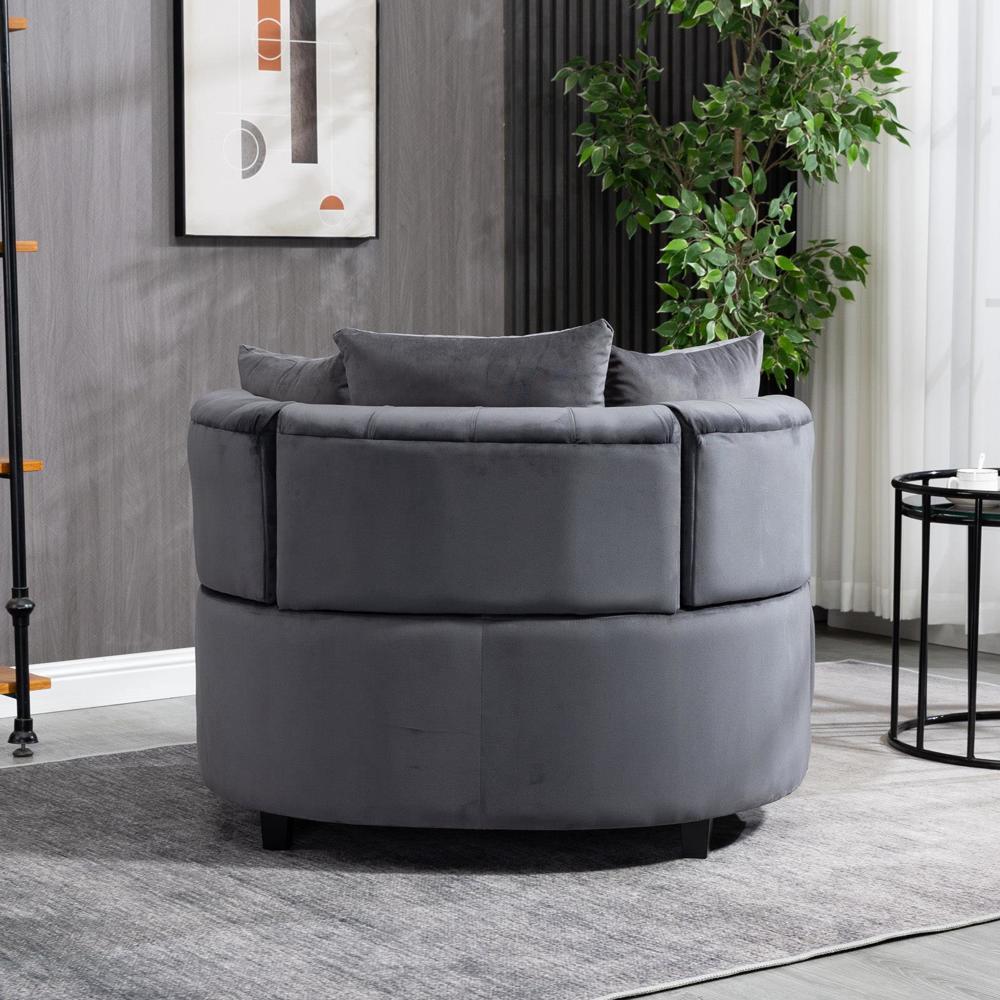 Sturdy and Durable Accent Chair Classical Barrel Chair Leisure Chair Grey