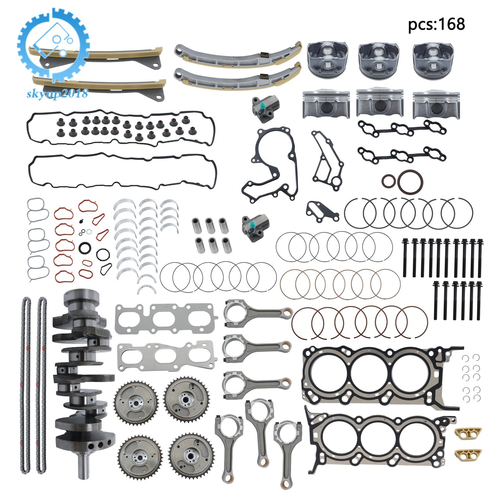 G6DH 3.3L Engine Rebuild Overhaul Kit Crankshaft Rods Timing For HYUNDAI KIA