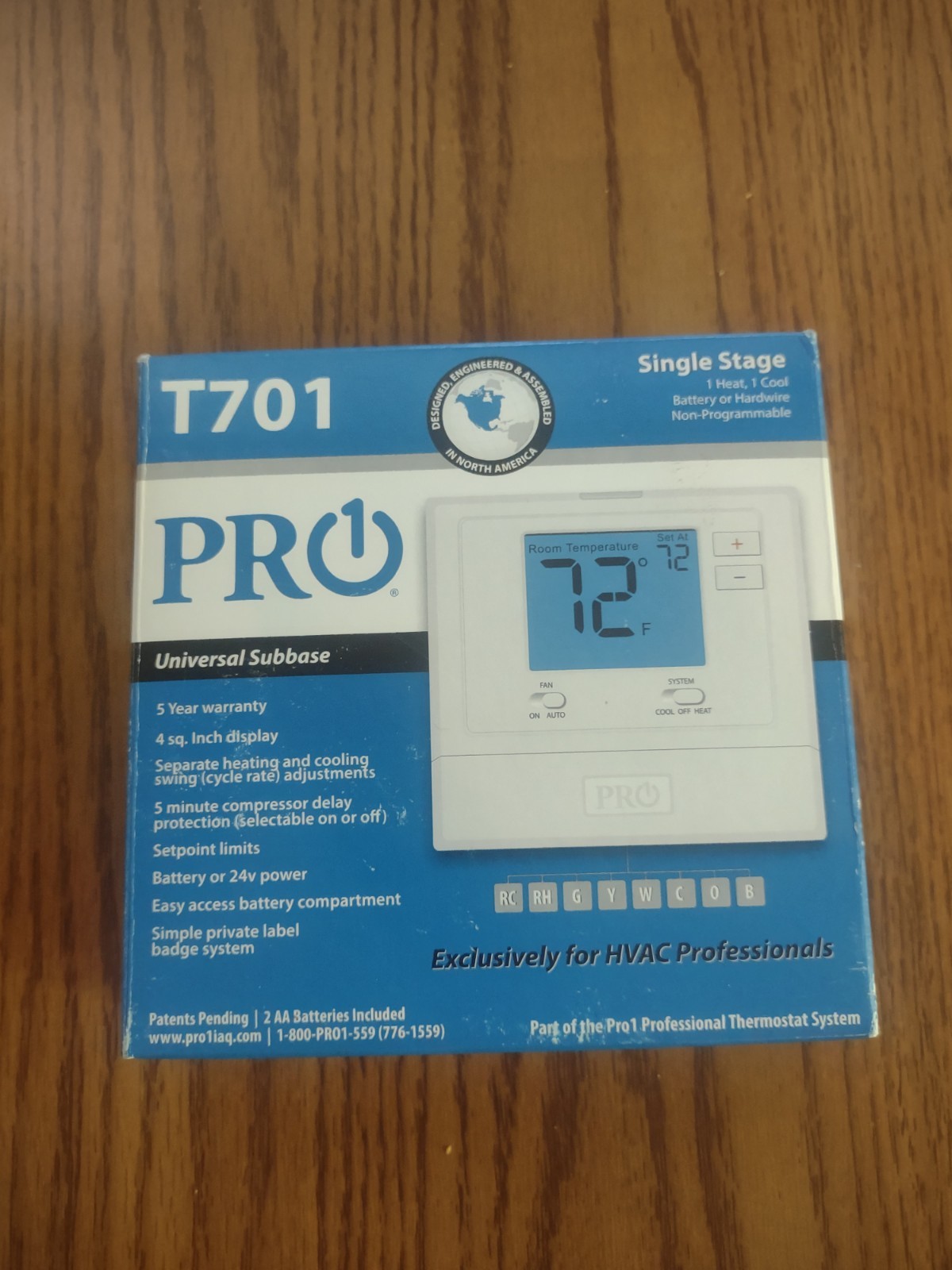 Pro1  T701 Non-Programmable Digital Thermostat 1H/1C