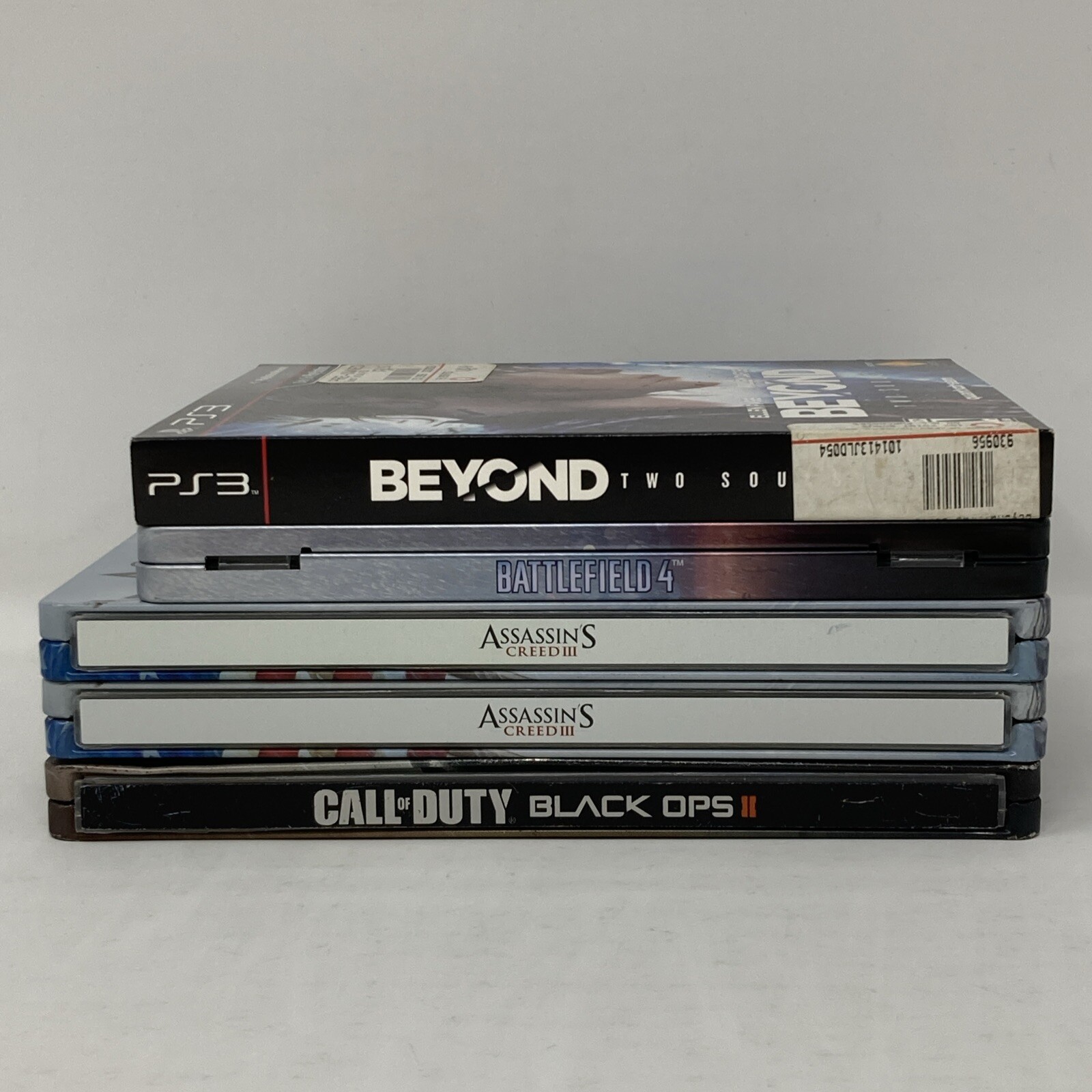 Lot of 5 Steelbook Cases Beyond Two Souls Black Ops 2 Assassins Creed III (F3)